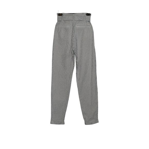 H&M white blue pinstripes pleated high waist pants size 4 - Picture 8 of 14